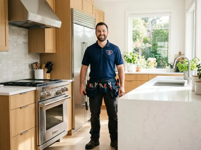 Appliance Repair Hero technician in a Acme, WA kitchen after an appliance repair